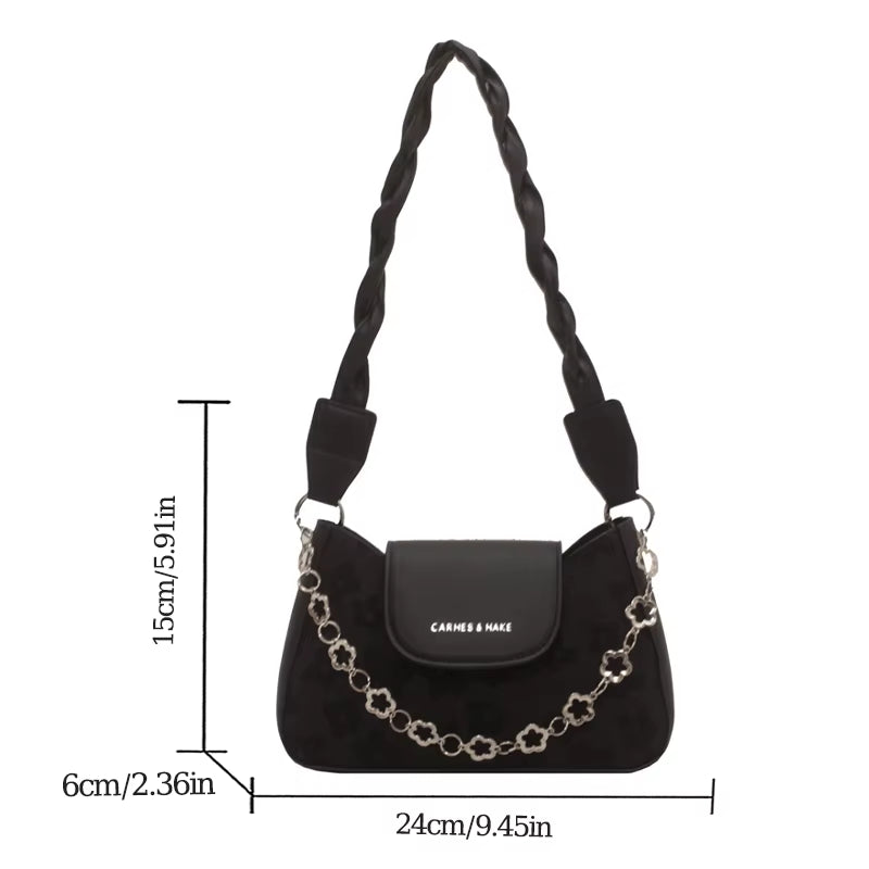 Three-Dimensional Pattern Embroidered Underarm Bag for WOMEN'S Shoulder Bag PU Fabric